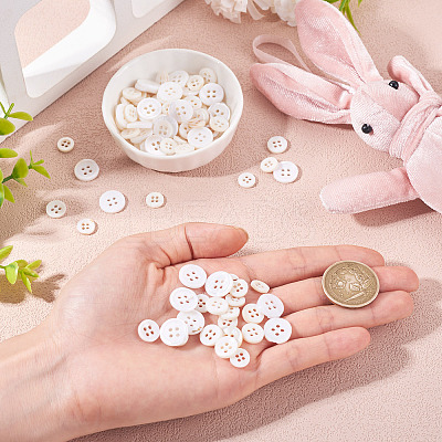105Pcs 3 Styles Natural 4-Hole Freshwater Shell Buttons BUTT-TA0001-26-1
