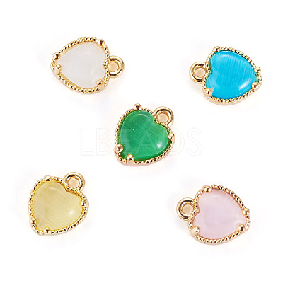 5Pcs 5 Colors Heart Brass Charms KK-TADJ0001-13-1