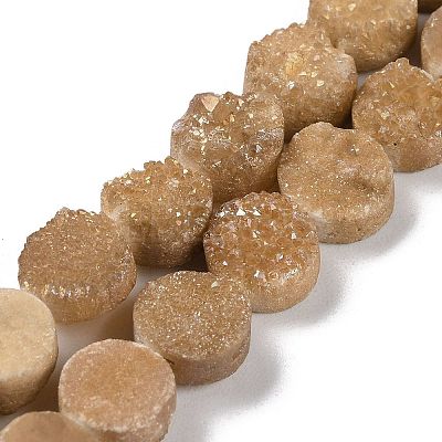 Electroplated Natural Druzy Agate Beads Strands G-M433-01H-1
