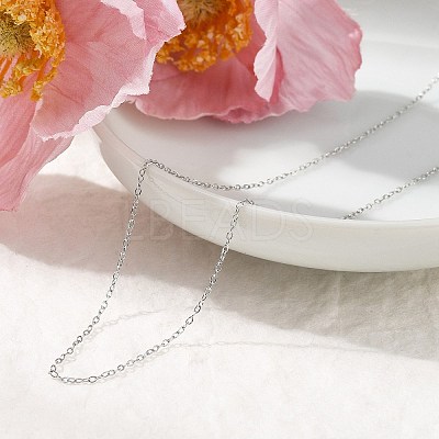 1MM 304 Stainless Steel Cable Chain Necklaces NJEW-T016-15P-1