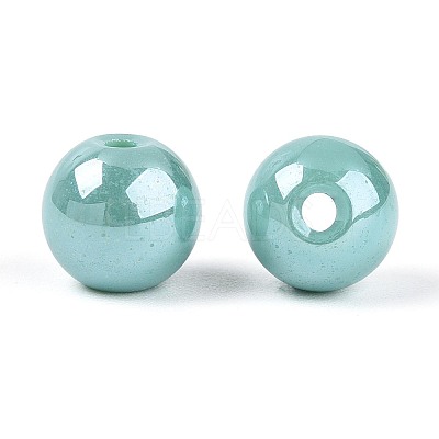 Electroplate Round Glass Beads Strands EGLA-T029-07E-1