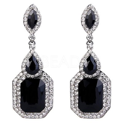 Brass Rhinestone Dangle Stud Earrings FS-WG9D6B6-03-1