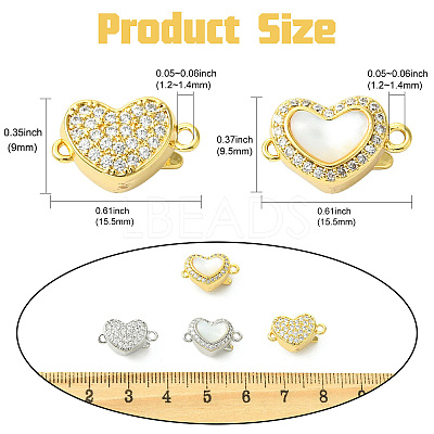 4Pcs 4 Style Brass Micro Pave Clear Cubic Zirconia Box Clasps KK-CJ0003-35-1