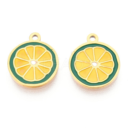 304 Stainless Steel Enamel Charms STAS-N112-05B-G-1