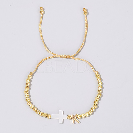 Brass Round Bead Braided Bead Bracelets LS-VB3830-11-1