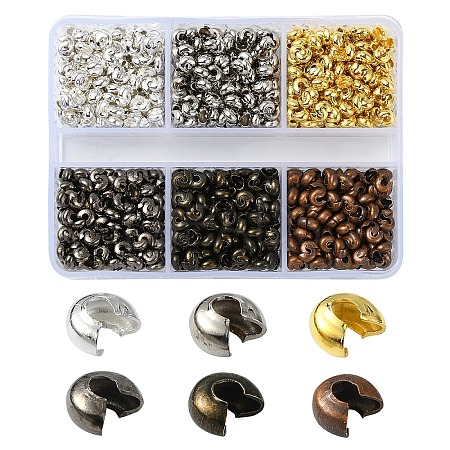 1200Pcs 6 Colors Iron Crimp Beads Covers IFIN-YW0003-72-1
