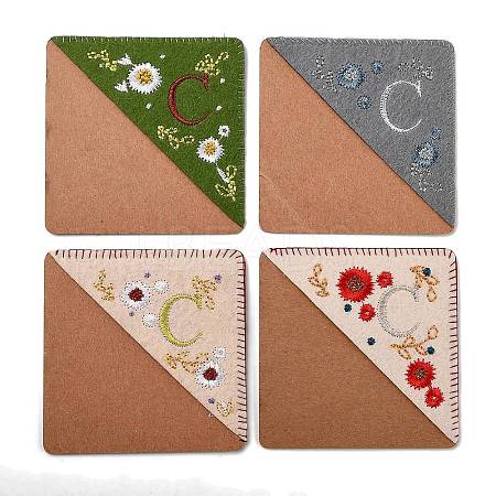 4Pcs Letter Personalized Hand Embroidered Corner Bookmarks JX587C-1