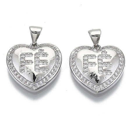 Brass Micro Pave Clear Cubic Zirconia Pendants ZIRC-N039-040B-NF-1
