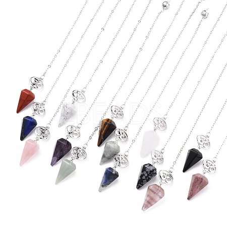 Natural & Synthetic Mixed Stone Hexagonal Pointed Dowsing Pendulums G-A024-B-1