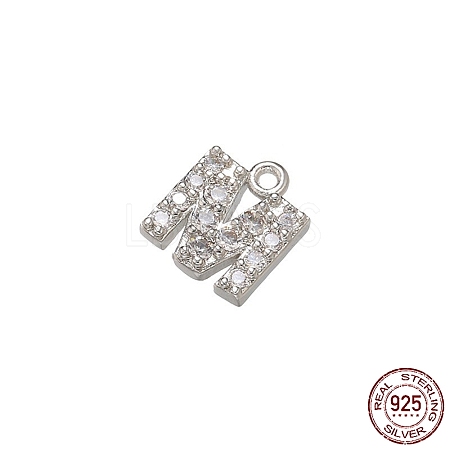 Real Platinum Plated Rhodium Plated 925 Sterling Silver Micro Pave Clear Cubic Zirconia Charms STER-P054-10P-M-1