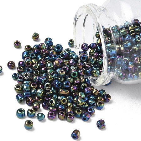 6/0 Electroplated Iris Round Glass Seed Beads X-SEED-A009-4mm-605-1