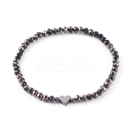 Electroplate Faceted Round Glass Beaded Bracelets BJEW-JB06125-03-1