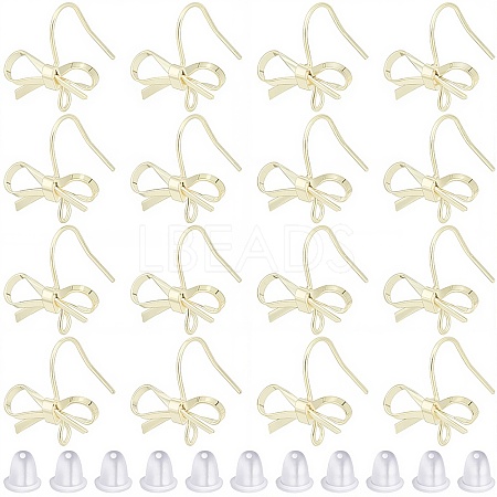28Pcs Bowknot Shape Brass Earring Hook DIY-SP0001-06G-1
