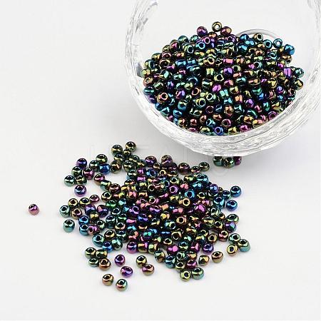 8/0 Electroplated Iris Round Glass Seed Beads X-SEED-A009-3mm-603-1