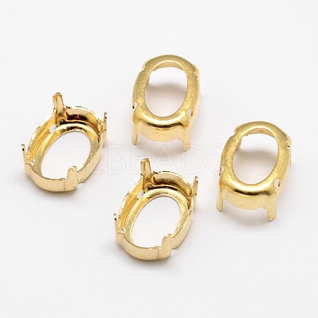 Oval Brass Sew on Prong Settings KK-N0084-A09-8x10G-1