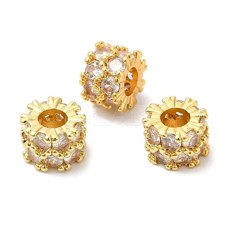 Rack Plating Brass Cubic Zirconia European Beads KK-R147-04G-1