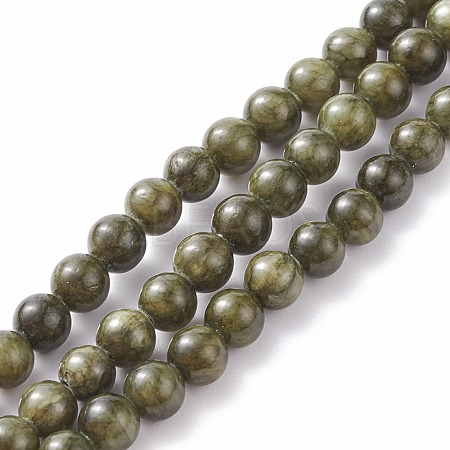 Natural Green Jade Dyed Round Beads Strands JBS053-6MM-41-1