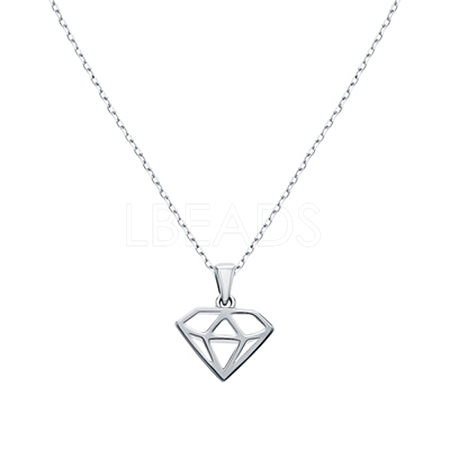 S925 Sterling Silver Geometric Diamond Shape Necklaces for Women Daily Wear DY7121-2-1