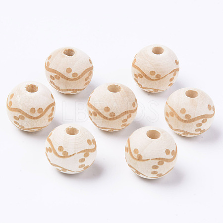 Unfinished Natural Wood European Beads WOOD-S057-018A-1