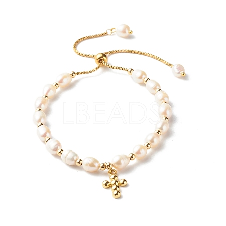 Adjustable Natural Pearl Beads Slider Bracelets BJEW-JB06531-02-1