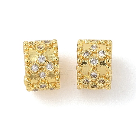 Rack Plating Brass Micro Pave Cubic Zirconia European Beads KK-E113-03G-1