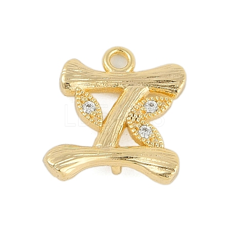 Brass Crystal Rhinestone Letter Links Connector Charms KK-S395-06G-I-1