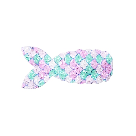 Fish Scale Shiny Cloth Snap Hair Clips PW-WG87473-08-1