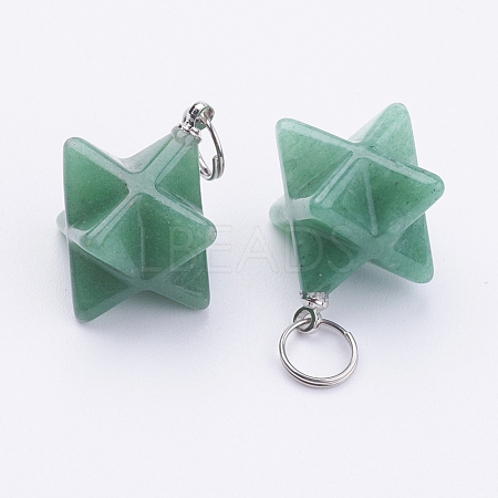 Natural Green Aventurine Pendants X-G-E398-02G-1