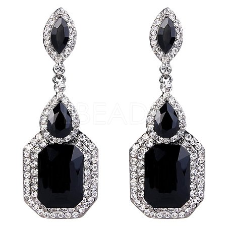 Brass Rhinestone Dangle Stud Earrings FS-WG9D6B6-03-1
