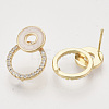 Brass Micro Pave Clear Cubic Zirconia Stud Earring Findings KK-T054-39G-NF-2