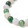 Round Natural Striped Agate/Banded Agate & Pink Aventurine Beaded Stretch Bracelets BJEW-JB12651-4