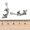 Fish 316 Surgical Stainless Steel Dangle Belly Button Rings EJEW-G416-15AS-5