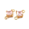 Brass Pave Pearl Pink Cubic Zirconia Connector Charms ZIRC-P104-05G-3