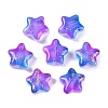 Transparent Spray Painted Frosted Glass Beads GLAA-NH0003-01F-1