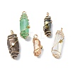 Electroplated Natural Quartz Crystal Pendants PALLOY-JF02087-02-1