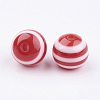 Round Striped Resin Beads X-RESI-R158-8mm-03-2