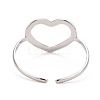 304 Stainless Steel Open Heart Cuff Ring for Women RJEW-C025-23P-2