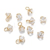 Brass Clear Cubic Zirconia Charms ZIRC-G170-12G-1