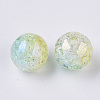 UV Plating Transparent Crackle Acrylic Beads TACR-Q271-001D-2