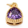 Real 18K Gold Plated Brass Inlaid Cubic Zirconia Charms ZIRC-L100-076G-3