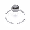 Non-Tarnish 304 Stainless Steel Open Cuff Finger Ring Cabochon Settings LS-STAS-T060-11P-2