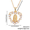 Vintage Brass Cubic Zirconia Religious Virgin Mary Heart Hollow Pendant Necklaces AB7554-2-1