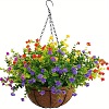 Plastic Artificial Green Plant Eucalyptus Flower Hanging Basket with Chain PW-WG629A0-02-1