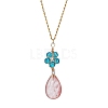 Glass & Synthetic Cherry Quartz Glass Teardrop Jewelry Set SJEW-JS01292-3