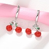Cherry Brass Enamel Hoop Earrings EJEW-M077-14P-01-5