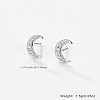 Rhodium Plated Moon Shape 925 Sterling Silver Cubic Zirconia Stud Earrings for Women UK6907-4-2