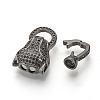 Brass Micro Pave Cubic Zirconia Fold Over Clasps ZIRC-S058-03B-3
