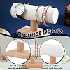 T-Shaped Bar PU Leather Bracelet Display Stands with Wooden Base AJEW-WH0471-127C-5