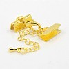 Brass Ribbon Ends with Lobster Claw Clasps and Chains KK-K004C-G-2