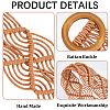 Cloth Woven Rhombus with Wood Chain Belts for Women AJEW-WH20019-125A-6